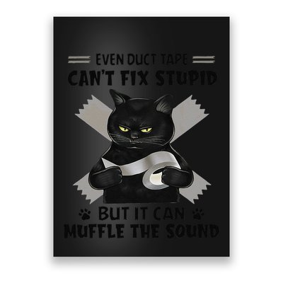Even Duct Tape Cant Fix Stupid Funny Sarcastic Black Cat Poster