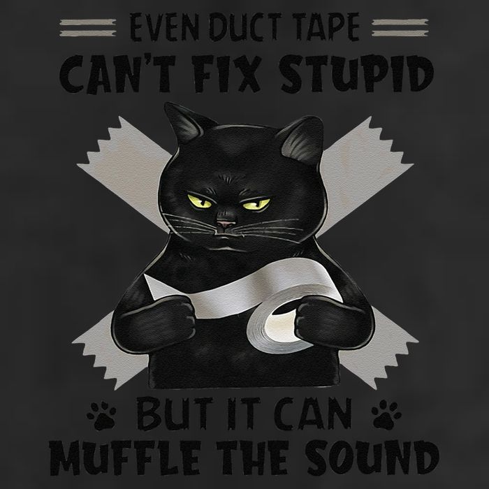 Even Duct Tape Cant Fix Stupid Funny Sarcastic Black Cat Golf Towel