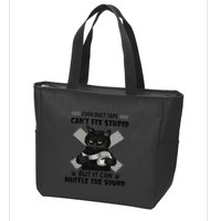 Even Duct Tape Cant Fix Stupid Funny Sarcastic Black Cat Zip Tote Bag