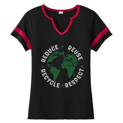 Earth Day Teacher Environment Day Recycle Earth Day Ladies Halftime Notch Neck Tee