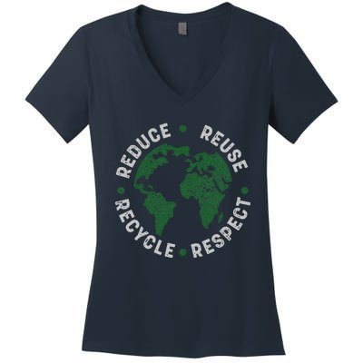 Earth Day Teacher Environment Day Recycle Earth Day Women's V-Neck T-Shirt