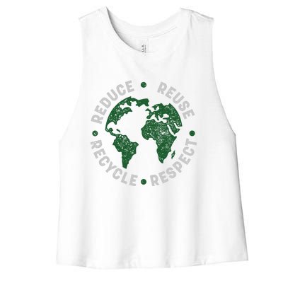 Earth Day Teacher Environment Day Recycle Earth Day Women's Racerback Cropped Tank