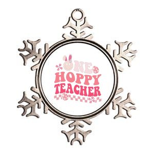 Easter Day Teacher Retro Groovy One Hoppy Teacher Metallic Star Ornament