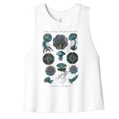 Earth Day The Study Of Jellyfish Women's Racerback Cropped Tank