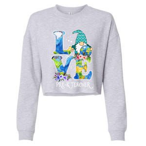 Earth Day Teacher Gnome Pre K Teacher Gift Cropped Pullover Crew