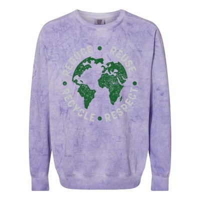 Earth Day Teacher Recycle Vintage Recycling Earth Day Colorblast Crewneck Sweatshirt