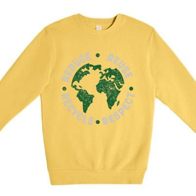 Earth Day Teacher Recycle Vintage Recycling Earth Day Premium Crewneck Sweatshirt