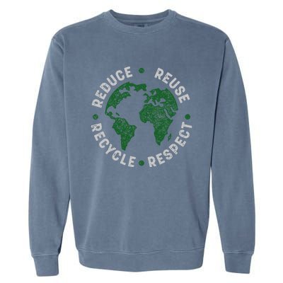 Earth Day Teacher Recycle Vintage Recycling Earth Day Garment-Dyed Sweatshirt