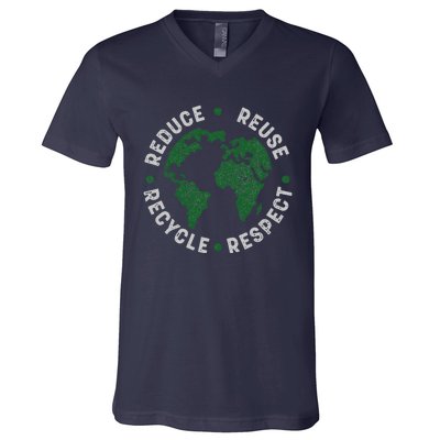 Earth Day Teacher Recycle Vintage Recycling Earth Day V-Neck T-Shirt