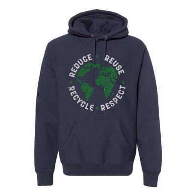 Earth Day Teacher Recycle Vintage Recycling Earth Day Premium Hoodie