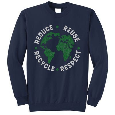 Earth Day Teacher Recycle Vintage Recycling Earth Day Tall Sweatshirt