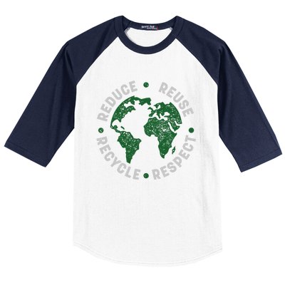 Earth Day Teacher Recycle Vintage Recycling Earth Day Baseball Sleeve Shirt