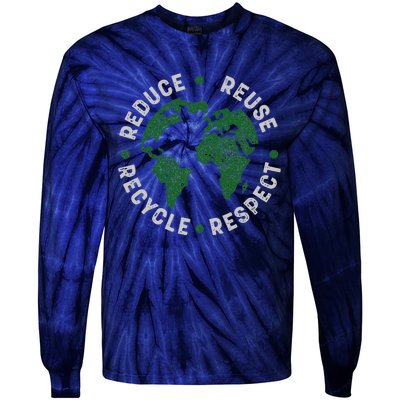 Earth Day Teacher Recycle Vintage Recycling Earth Day Tie-Dye Long Sleeve Shirt