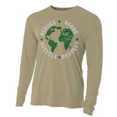 Earth Day Teacher Recycle Vintage Recycling Earth Day Cooling Performance Long Sleeve Crew