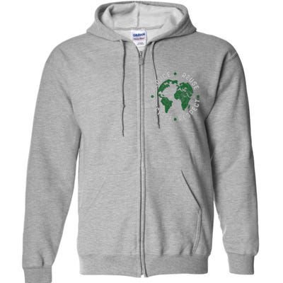 Earth Day Teacher Recycle Vintage Recycling Earth Day Full Zip Hoodie