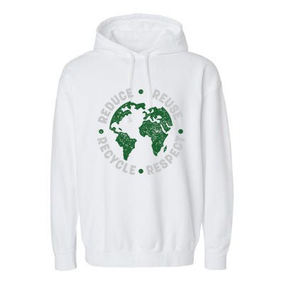 Earth Day Teacher Recycle Vintage Recycling Earth Day Garment-Dyed Fleece Hoodie