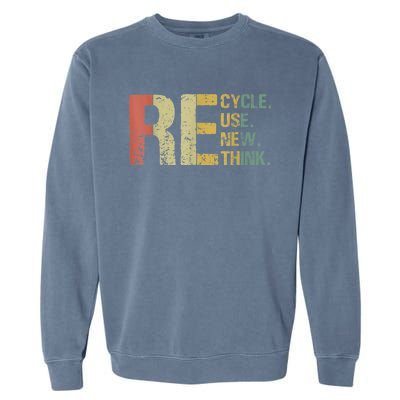 Earth Day Tee Recycle Reuse Renew Rethink Garment-Dyed Sweatshirt