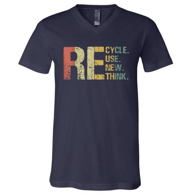 Earth Day Tee Recycle Reuse Renew Rethink V-Neck T-Shirt