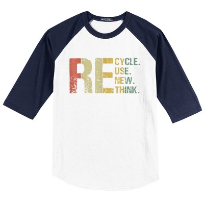 Earth Day Tee Recycle Reuse Renew Rethink Baseball Sleeve Shirt