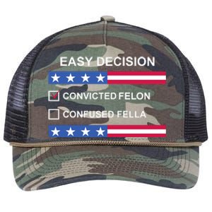 Easy Decision Trump 2024 Convicted Felon Retro Rope Trucker Hat Cap