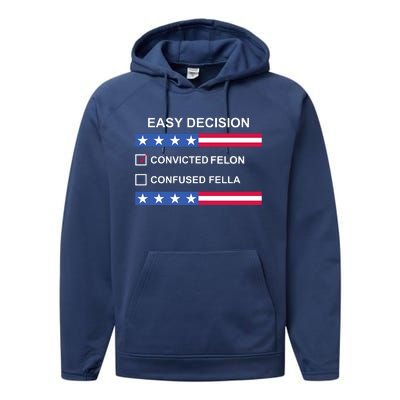 Easy Decision Trump 2024 Convicted Felon Performance Fleece Hoodie