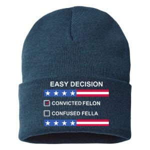 Easy Decision Trump 2024 Convicted Felon Sustainable Knit Beanie