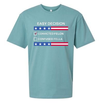 Easy Decision Trump 2024 Convicted Felon Sueded Cloud Jersey T-Shirt