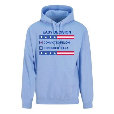 Easy Decision Trump 2024 Convicted Felon Unisex Surf Hoodie