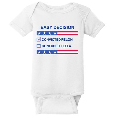 Easy Decision Trump 2024 Convicted Felon Baby Bodysuit