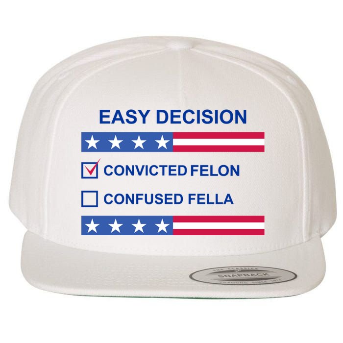 Easy Decision Trump 2024 Convicted Felon Wool Snapback Cap