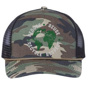 Earth Day Teacher Environment Day Recycle Earth Day Retro Rope Trucker Hat Cap