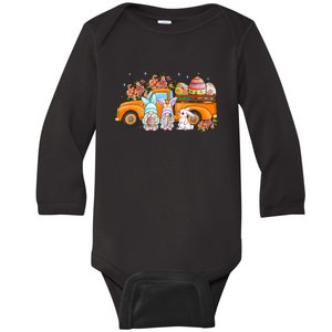 Easter Day Truck Bunny Gnomes Gift Easter Egg Baby Long Sleeve Bodysuit