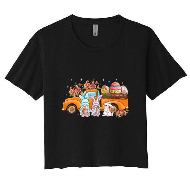 Easter Day Truck Bunny Gnomes Gift Easter Egg Crop Top