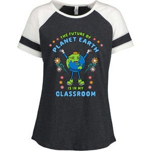 Earth Day Teacher The Future Of Earth Is In My Classroom Enza Ladies Jersey Colorblock Tee