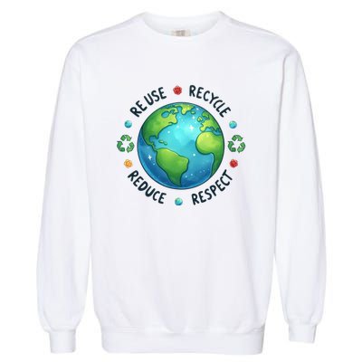 Earth Day Teacher Environment Day Recycle Earth Day Garment-Dyed Sweatshirt