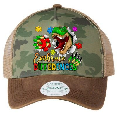 Embrace Differences T Rex Autism Design Legacy Tie Dye Trucker Hat