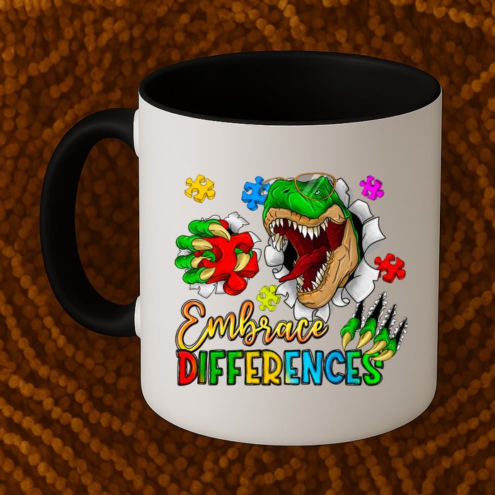 Embrace Differences T Rex Autism Design Mug
