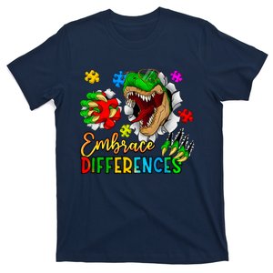 Embrace Differences T Rex Autism Design T-Shirt