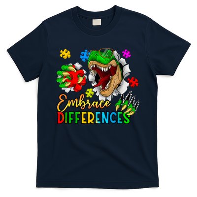 Embrace Differences T Rex Autism Design T-Shirt