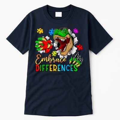 Embrace Differences T Rex Autism Design Tall T-Shirt