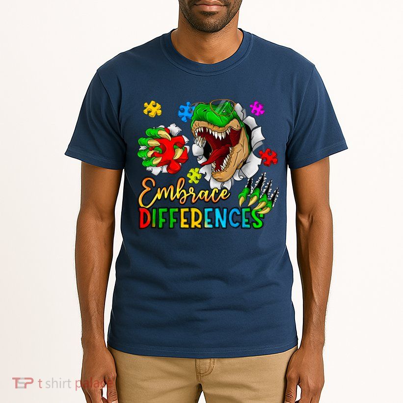 Embrace Differences T Rex Autism Design Tall T-Shirt
