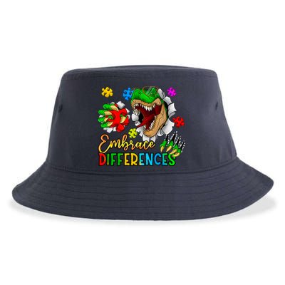 Embrace Differences T Rex Autism Design Sustainable Bucket Hat