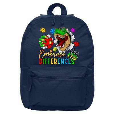 Embrace Differences T Rex Autism Design 16 in Basic Backpack
