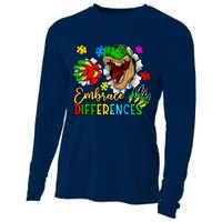 Embrace Differences T Rex Autism Design Cooling Performance Long Sleeve Crew