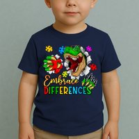 Embrace Differences T Rex Autism Design Toddler T-Shirt