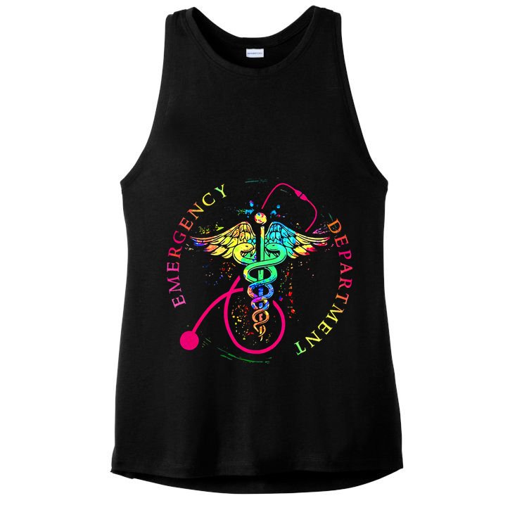 Emergency Department Tie Dye Ed Er Nurse Nursing Ladies PosiCharge Tri-Blend Wicking Tank