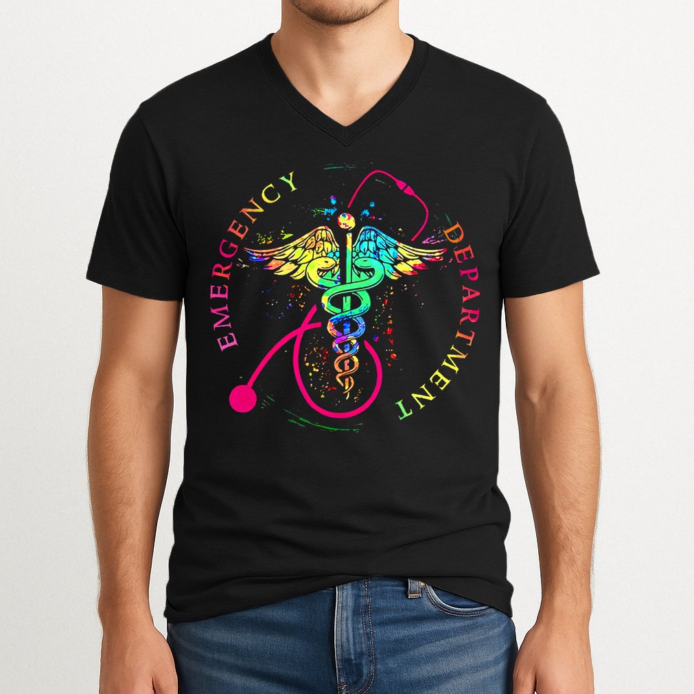 Emergency Department Tie Dye Ed Er Nurse Nursing V-Neck T-Shirt