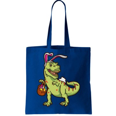 Easter Dinosaur Tfunny Giftrex With Bunny Ears Easter Basket Easter Meaningful G Tote Bag