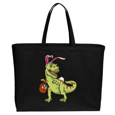 Easter Dinosaur Tfunny Giftrex With Bunny Ears Easter Basket Easter Meaningful G Cotton Canvas Jumbo Tote