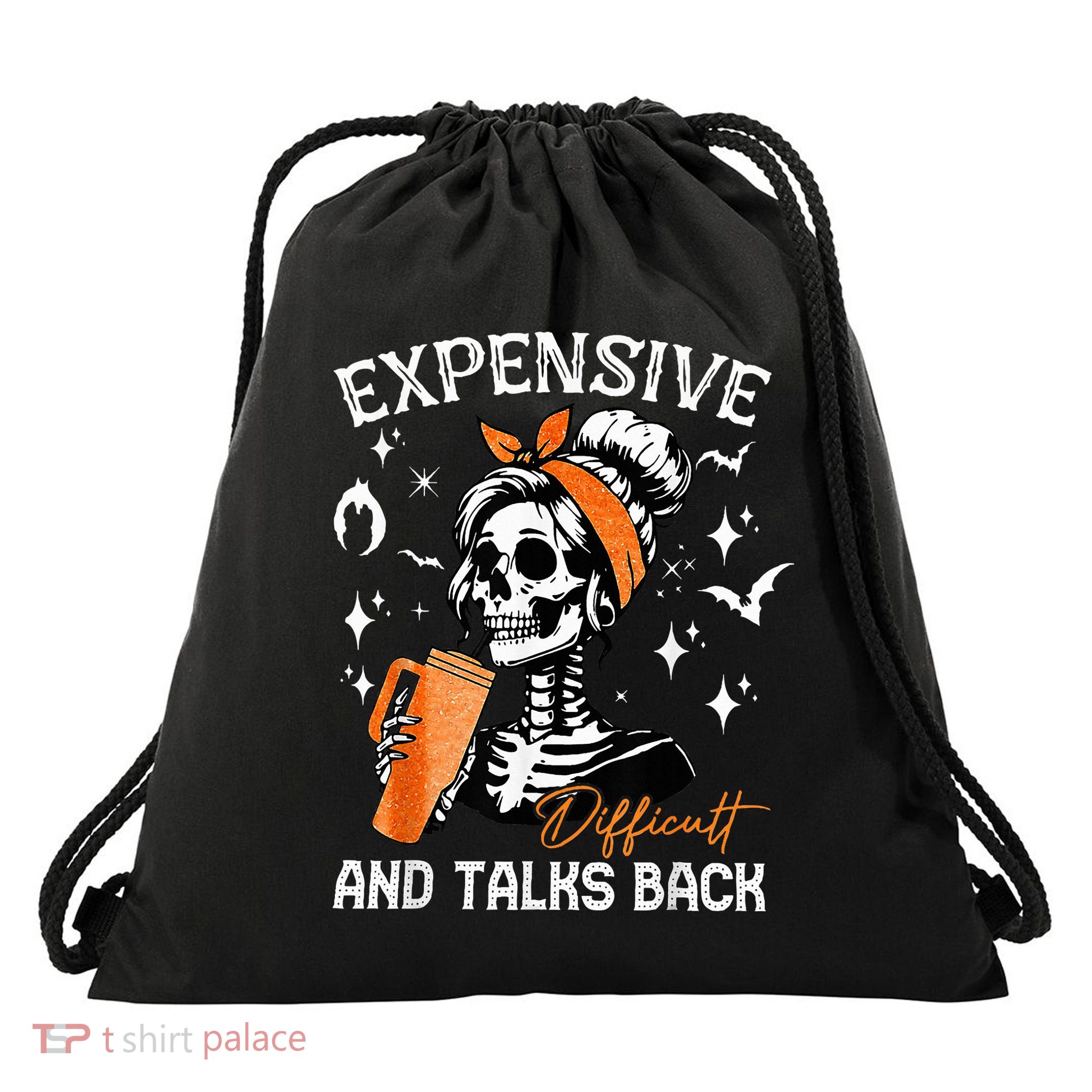 Expensive Difficult & Talks Back Halloween Mama Skeleton Drawstring Bag